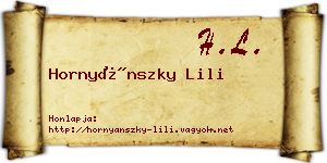 Hornyánszky Lili névjegykártya